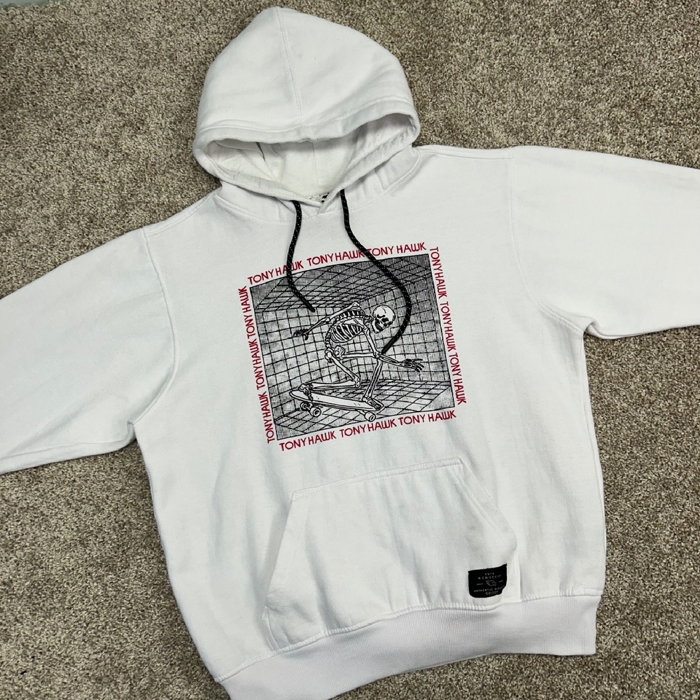 Tony‎ Hawk Pullover Hoodie Sweatshirt Skull Skeleton Men Size Medium Skater y2k